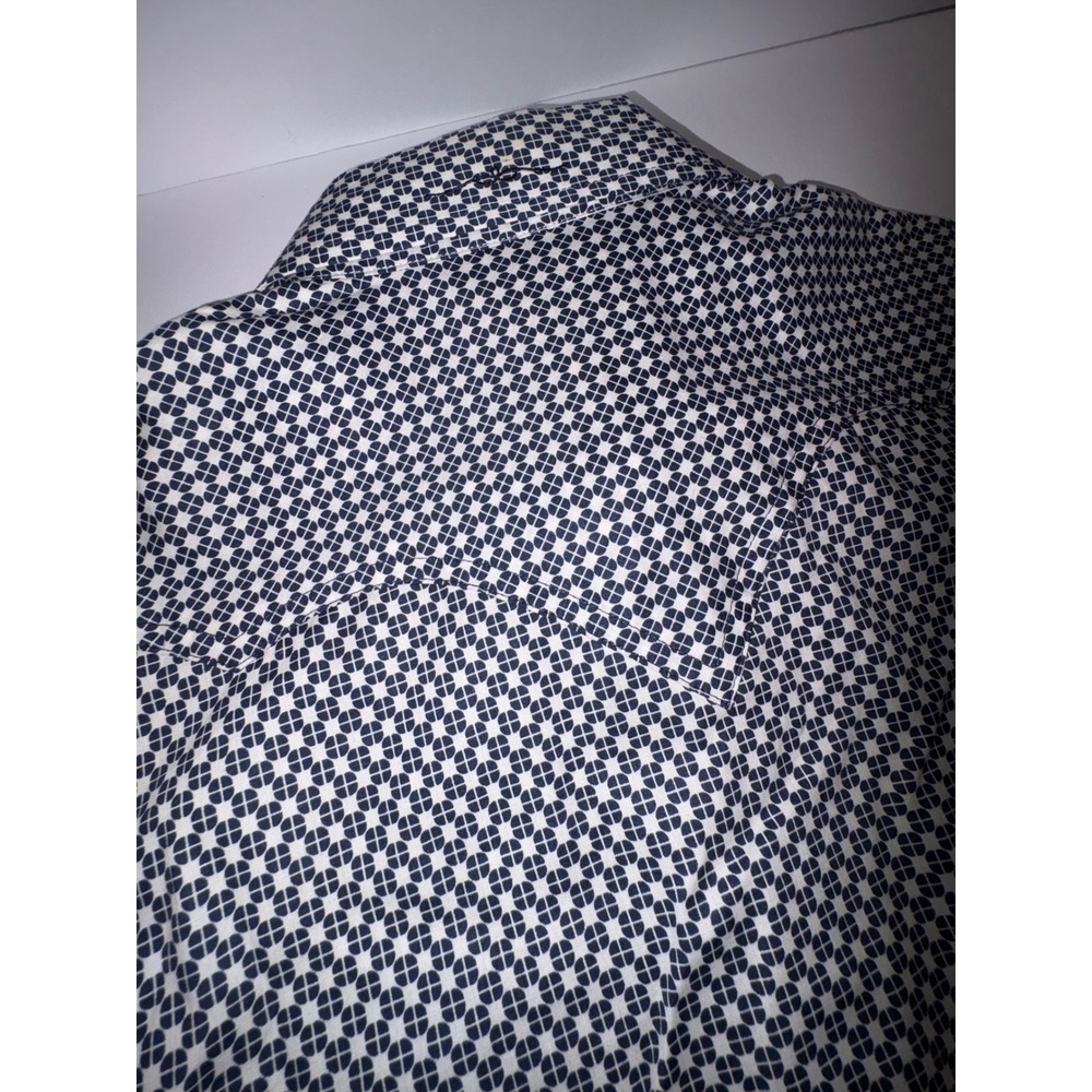 ROCKIES Women's Navy White Geometric Print Button Down Shirt Size M - Picture 11 of 14